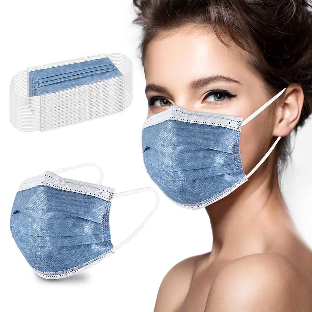 akgk Disposable Face Masks 100Pcs, 3 Layer Protective Face Mask Navy Blue Face Masks 100Pcs