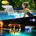 Pool Fountain Waterfall for Above Ground Pools, Swimming Pool Attachment Accessories, Relaxing Cascade Soothing Waterfall, Fits Various Frame Pools (with 7 LED Light)