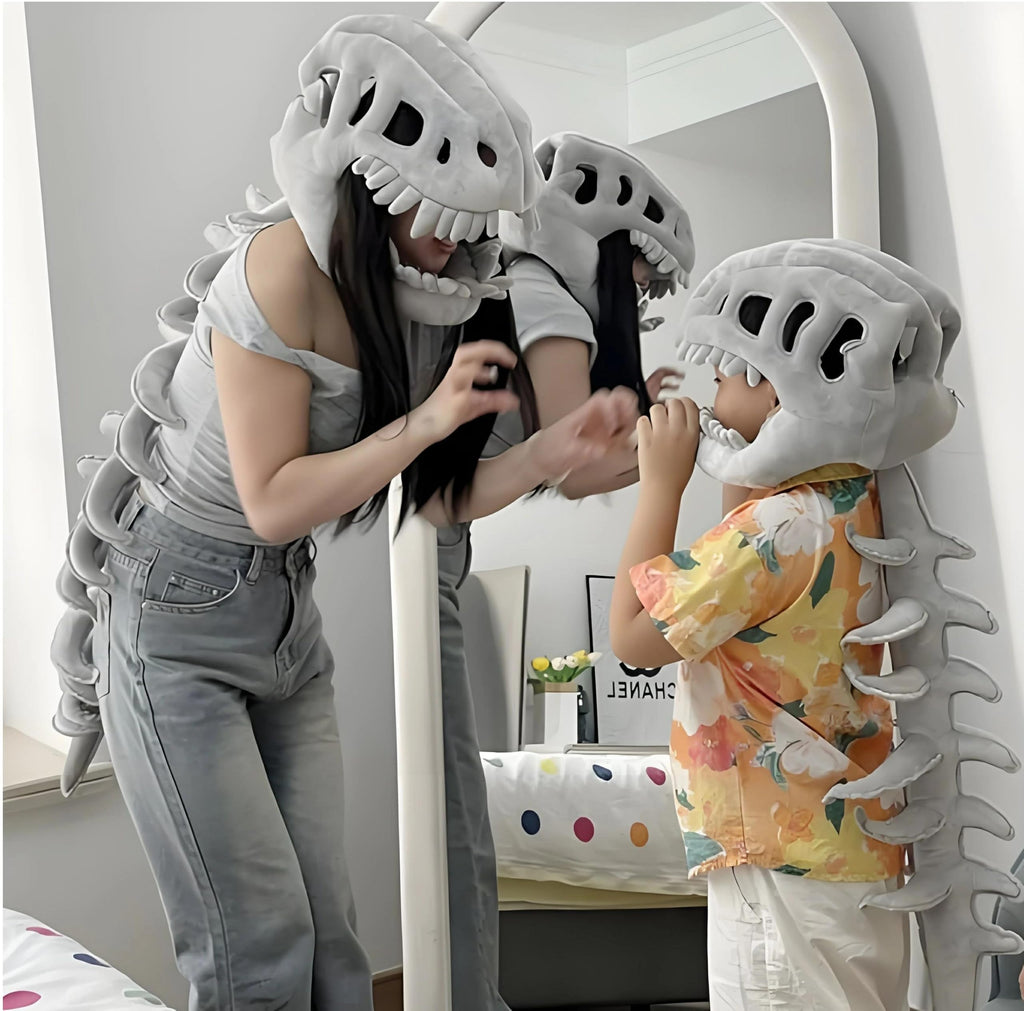 Dinosaur Costume 3D Skeleton Halloween Costume Small (31.5in) Gray