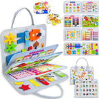 Board Toys for Toddler Boy & Girl Birthday Gifts, Busy Book Learning Sensory Toys for Toddlers, Toddler Travel Toy Educational Activities Learn Fine Motor Skills