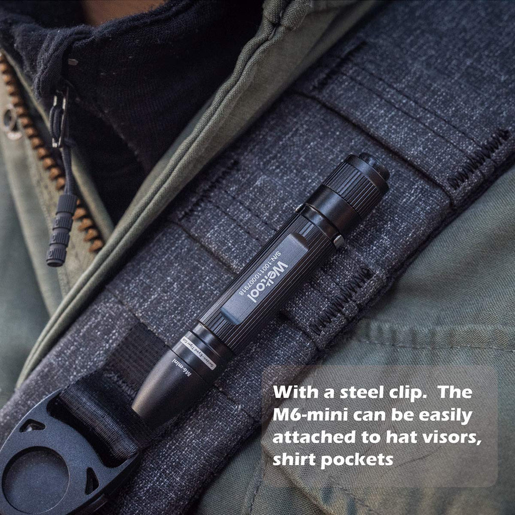 Weltool M6-Mini LED Cap Flashlight Ultra-Compact, 3000K Warm White EDC Pocket Light with Clip No-Glare Even Beam- High Color Rendering of 85% - Perfect Pen Light - for Inspection Reading by AAA Cell