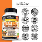 Turmeric Curcumin with Black Pepper Extract 1500mg - High Absorption Ultra Potent Turmeric Supplement with 95% Curcuminoids and BioPerine - Non GMO Tumeric Capsules for Joint Support - 45 Capsules