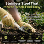 Bloomix 12Pcs Gardening Tools Set - Heavy Duty Garden Tools Set with Tool Bag, Kneeling Pad, Apron & More Garden Accessories - Stainless Steel Plant Care Kit Supplies, Gardening Gifts for Women Men