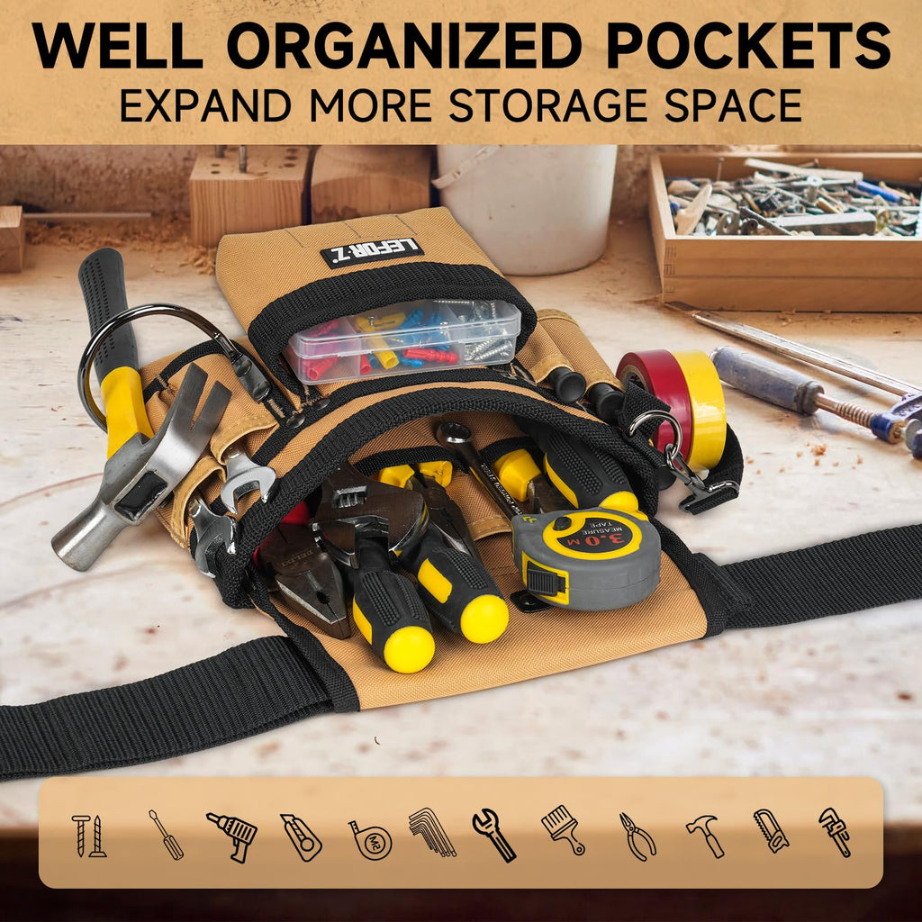 LEFOR·Z Tool Belt,14-Pockets Tool Belts for Men with Magnetic Tool Pouch