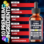Tenmido 10in1 GABA L-Theanine Supplement Liquid Drops with 5-HTP, Ashwagandha, Magnesium Glycinate, Passion Flower, L-Glycine, Black Pepper and More - 30ml 1 Fl Oz