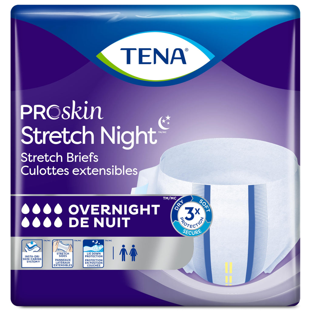 Tena ProSkin Overnight Incontinence Adult Diaper for Women & Men, Stretch, Large/Extra Large, 12 Count, Packaging May Vary