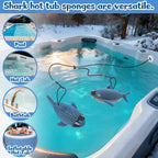 ZYIDBNG Shark Hot Tub Scum Absorber Reusable Washable Hot Tub Sponge Scum Absorber for Spa Hot Tub Oil Scum Absorber Spa Accessories for Adults (2 Pack, Shark)