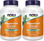 NOW Foods Supplements, Magnesium Citrate, with Glycinate & Malate, Nervous System Support*, 90 Softgels, (Pack of 2)