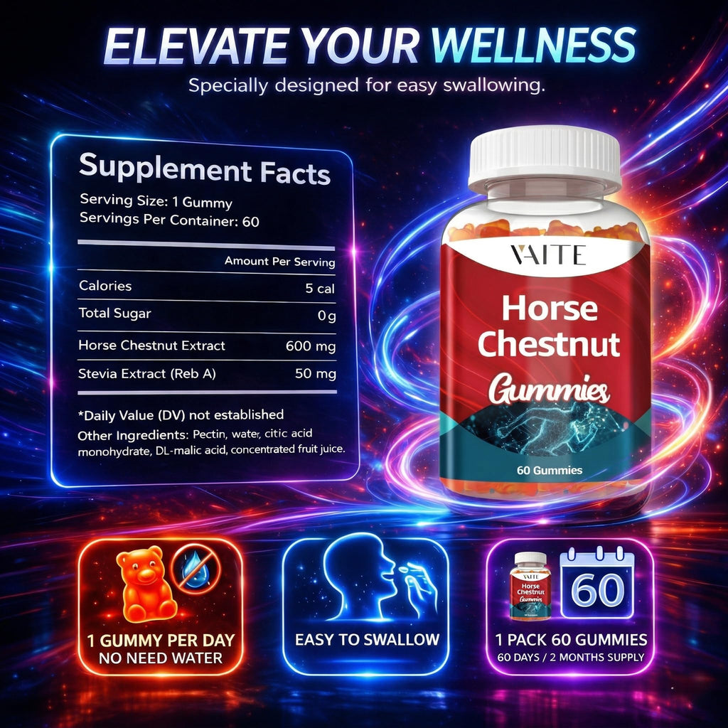 VAITE Horse Chestnut Extract Supplement, Vein Support Blood Circulation Supplements for Varicose Veins on Legs and Circulatory Supports, Horsechestnut Seed Butchers Broom Root, Non-GMO Gluten Free
