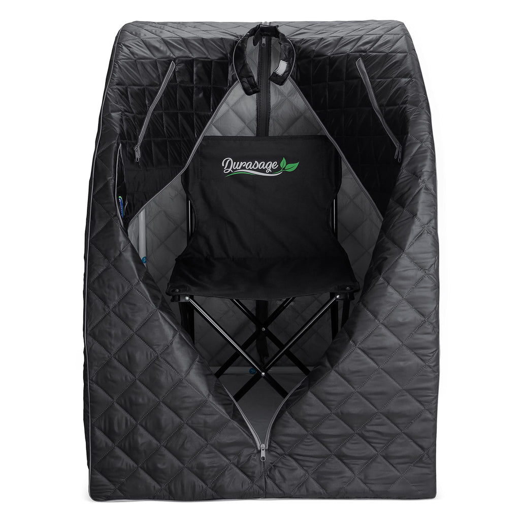 Durasage Lightweight Portable Personal Steam Sauna Spa for Relaxation at Home, 60 Minute Timer, 800 Watt Steam Generator, Chair Included (Black)
