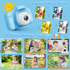 Kids Camera for Boys and Girls, GPOSY Digital Camera for Kids, Toddler Camera Christmas Birthday Toy Gifts for Kids Age 3 4 5 6 7 8 9 10 with 32GB SD Card, Video Recorder 1080P HD(Blue)