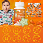 VAL Magnesium for Kids | High-Absorption Magnesium for Calm, Relaxation & Focus | Mg Glycinate, Citrate & Taurate | with Vitamin B6, D & C | Sugar-Free, Non-GMO | Lemonade | 60 Chewable Tablets