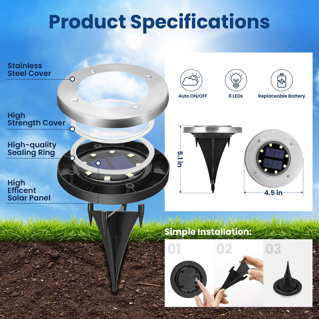 PATIOWIN 6 Pack Solar Pool Lights for Above Ground Pools Accessories, LED Above Ground Pool Lights Outdoor Waterproof, Outdoor Solar Pool Lights Decorations (Cool White)