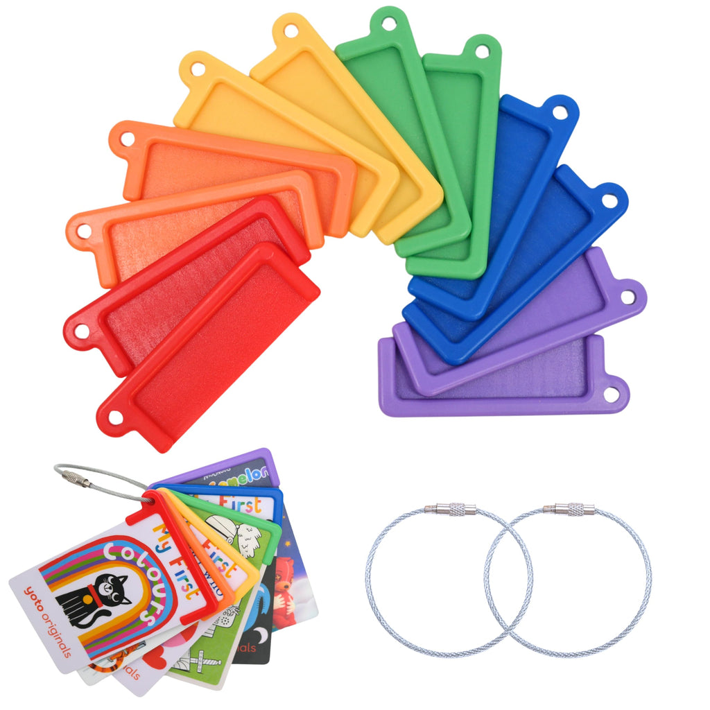 12 Pcs Card Holder for Yoto Cards with 2 Ring Loops, Reusable Portable Yoto Card Holder Ring Set, Kids Travel Carrier, Audio Story Card Storage Organizer, Accessories Compatible with Yoto Mini Player