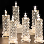 SupBri 6PCS Rose Halo LED Flameless Candles, Battery Operated Crystal Light