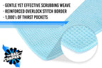 The Rag Company - Standard Waffle Weave Towels, Microfiber Detailing, Window/Glass and Drying, Wax & Polish, Lint-Free, Streak-Free, 370gsm, 16in x 16in, Light Blue (6-Pack)