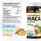 BIO KRAUTER Maca Root for Women and Men - Black, Red & Yellow Maca Supplement 1800 mg for Drive, Performance & Energy Support - 90 Gummies, 45-Day Supply, Non-GMO, Banana Flavor