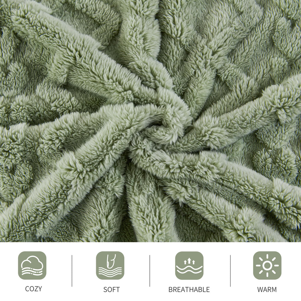 Aganear Fleece Throw Blanket for Couch Sofa 50"x60" Sage Green