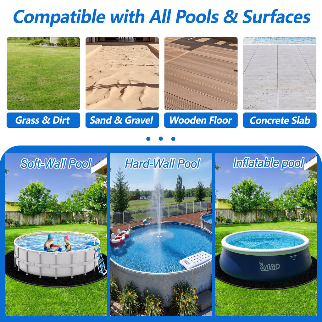 REGMICS 18ft Round Above Ground Pool Pad, 300G/M² (9oz/yz²) Heavy Duty Pool Mats for Floor, Seamless Puncture Resistant Under Pool Mat, Professional Ground Protector for Gravel & Concrete, Black