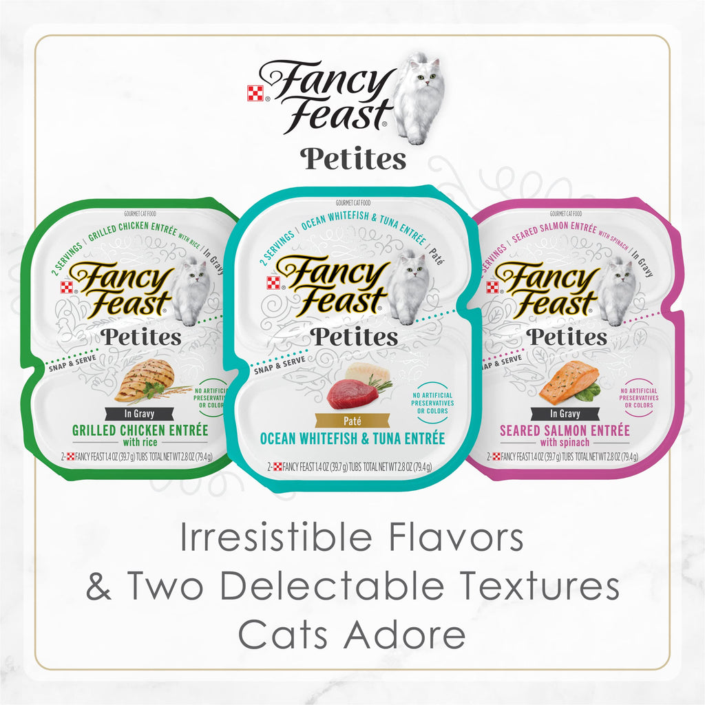 Purina Fancy Feast Petites Seared Salmon Entree With Spinach in Gravy Gourmet Wet Cat Food - (Pack of 12) 2.8 oz. Tubs