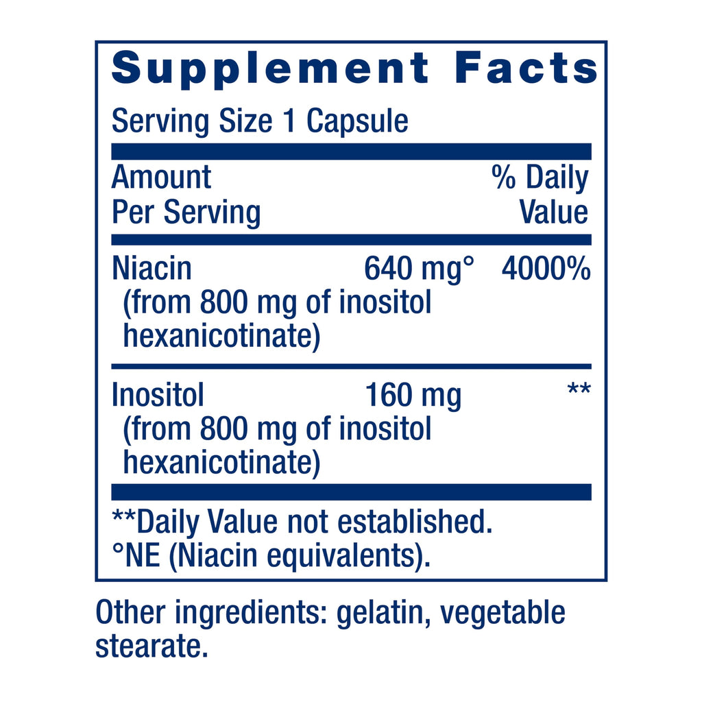 Life Extension No Flush Niacin,B3 for Heart Health,Cholesterol & Energy Support,Non-GMO,Gluten-Free,100 Capsules,(Pack of 2)