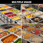 West Bay 6 Pack 1/9 Size Hotel Pan with Lids, 4'' Deep Steam Table Pan with Lid, 5.3'L x 2.7''W Stainless Steel Pans for Home, Party, Hotel, Buffet