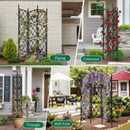 Garden Trellis Frame for Climbing Plants Outdoor | 65 Inch PE-Coated Metal Pipes & Plastic Grids Rose Wall Trellis | Rustproof Privacy Screen Plant Support Frame for Flowers Vines Vegetables Indoor