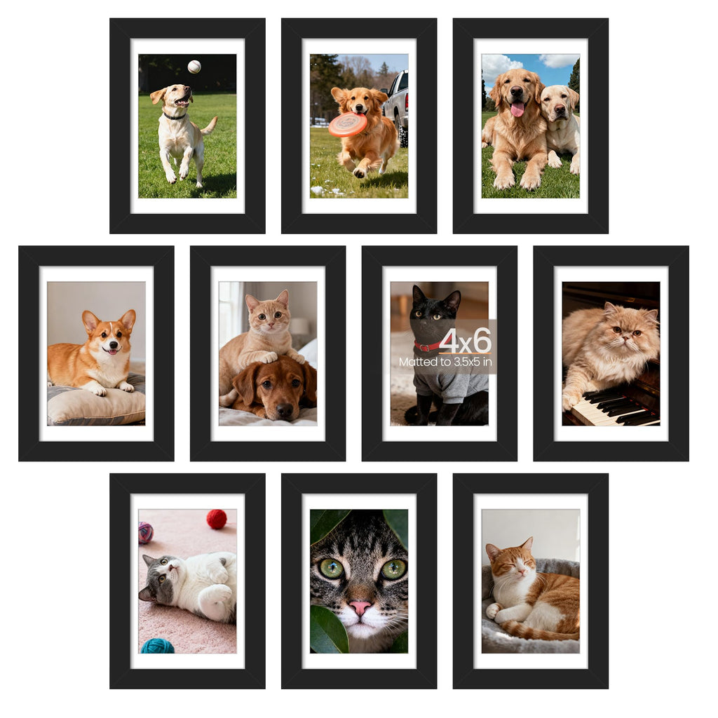 upsimples 4x6 Picture Frame, Photo Collage Wall Decor Set of 10, Black