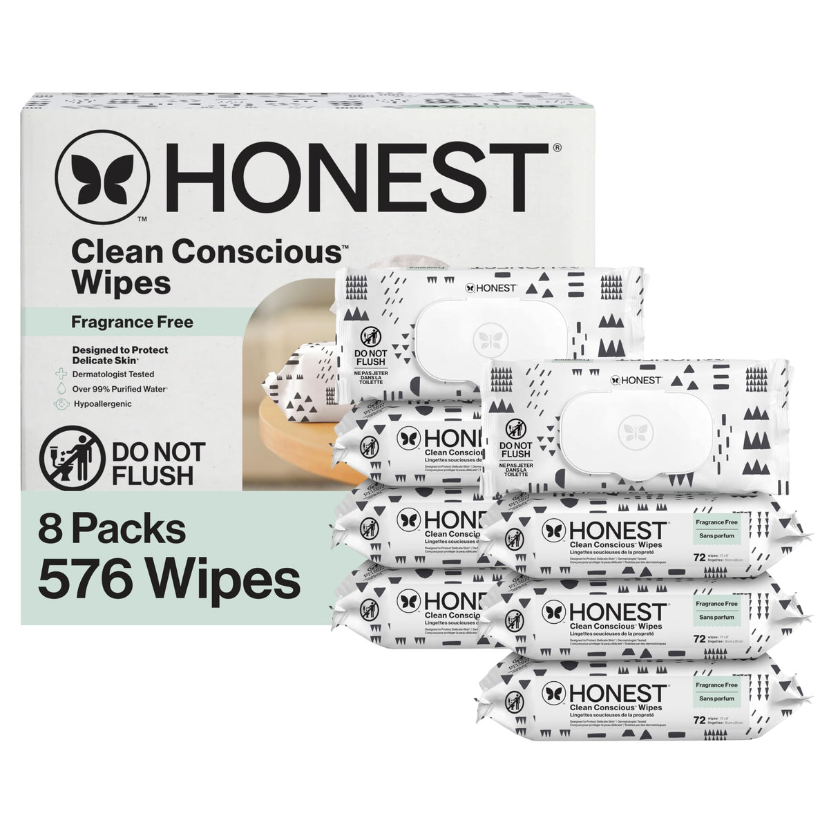 The Honest Company Multi-Use Baby Wipes, Pattern Play, 576 Count