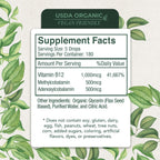 Organic Vitamin B12 1000 mcg Sublingual Liquid Drops For Adults, 6 Months Supply 1 oz, Methylcobalamin & Adenosylcobalamin - Bioactive Blend for Energy, Clarity & Focus - Vegan, Non-GMO, Unflavored