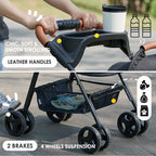 Zoosky 3 in 1 Pet Stroller with Removable Carrier, Folding Stroller for Small/Medium Dogs and Cats, Waterproof, All-Terrain, with Sun Shades, Car Seat