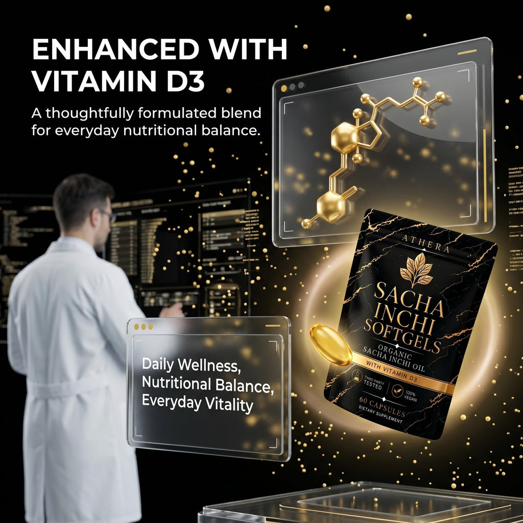 Jqewlg Athera Sacha Inchi Oil for Joints Capsules - Cold-Pressed Sacha Inchi Oil with Vitamin D3, Joint & Mobility Support, Vegan Softgels for Daily Wellness - 60 Softgels