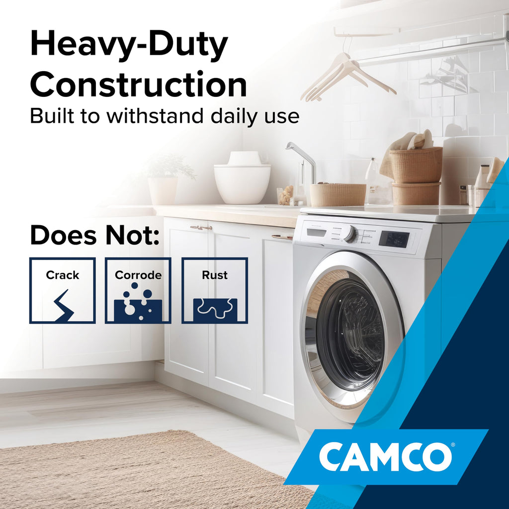 Camco Low Profile Washing Machine Drain Pan with PVC Fitting - 29 inch x 33 inch ID and 30.5 inch x 34.5 inch OD - Protects Your Floors from Washing Machine Leaks - Easy to Use - Graphite - 20784