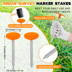 Silkfly 8 Pack,8 Inch Galvanized Rebar Survey Marker 0.75 LB,Orange