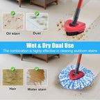 Mop Replacement for Ocedar, Mop for O Cedar, Replacement Mop for O Cedar Spin Mop Contains 4-Section Mop Handle 2 Mop Replace Head 1 Mop Base 1 Scrubber Mop Head for O-Cedar Spin Mop