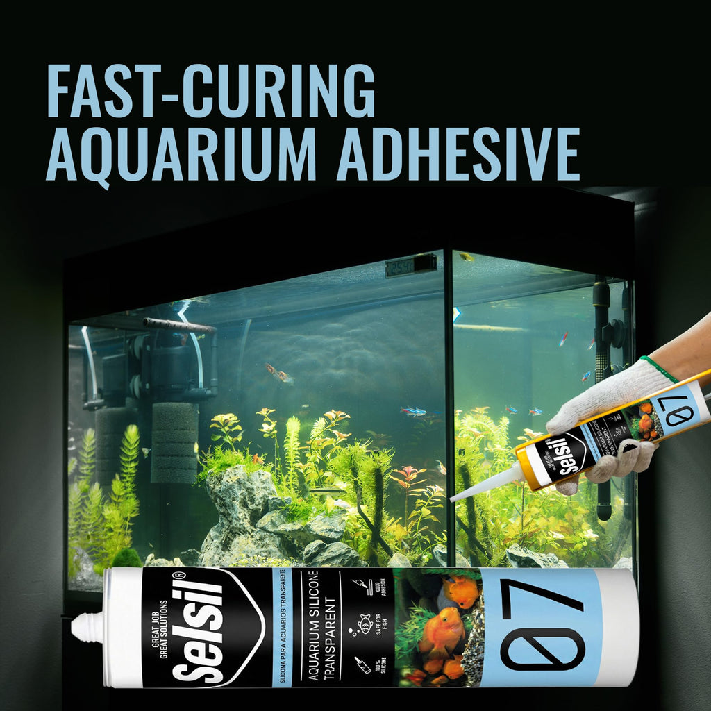 SELSIL Aquarium Silicone Clear Sealant - High Elasticity, Safe for Fish, Solvent-Free, Ozone-Resistant, Transparent 10.14 Fl Oz, 1 Pack