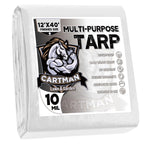 CARTMAN Finished Size 12x40 Feet 10 Mil White Heavy Duty Poly Tarp, Multipurpose Protective Cover, UV Resistant, Waterproof Poly Tarpaulin with Reinforced Edges Tarpaulin with Reinforced Edges