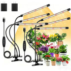 LPMZMBL LED Grow Lights for Indoor Plants, 3Heads Grow Lights for Seed Starting, 10 Dimmable Levels & 3 Timer Modes (3/9/12H), Adjustable 360° Gooseneck with Clip, Plant Grow Light 2 Pack