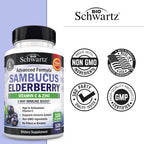 BioSchwartz Elderberry Capsules with Zinc and Vitamin C for Adults - Immune Support Vitamins for Women and Men - Black Sambucus Elderberry Vitamin C and Zinc - Multiminerals Supplement, 120 Count