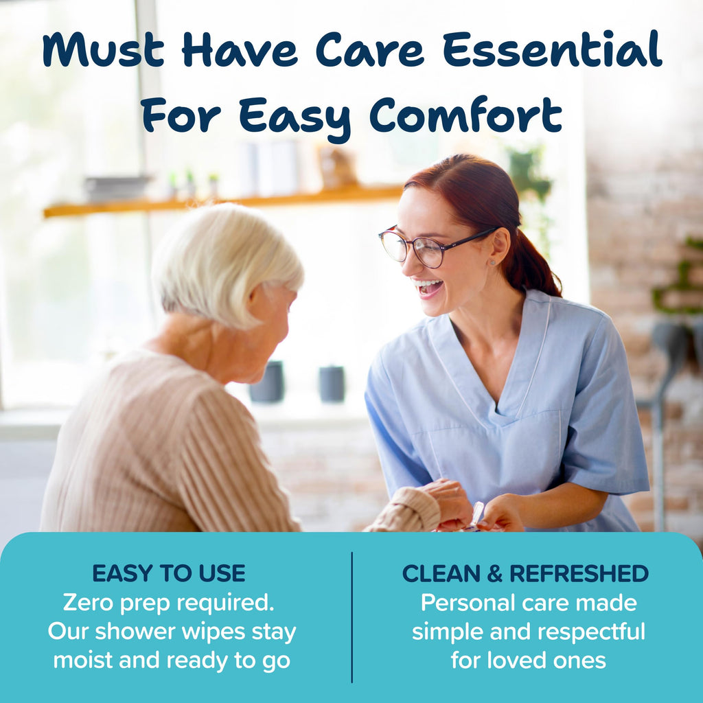 Body Wipes for Adults Bathing No Rinse 50pc XL - Ultra Thick Shower Travel Wipes for Personal Cleansing & Hygiene Essentials, Elderly Care, Incontinence Disposable Washcloths for Women Men