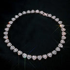 fasone Rhinestone Hearts Necklace, Iced Out Hearts Jewelry，Silver Tennis Necklace For Women，Tennis Necklaces For Women, Heart Tennis Necklace (White_17.7inch)