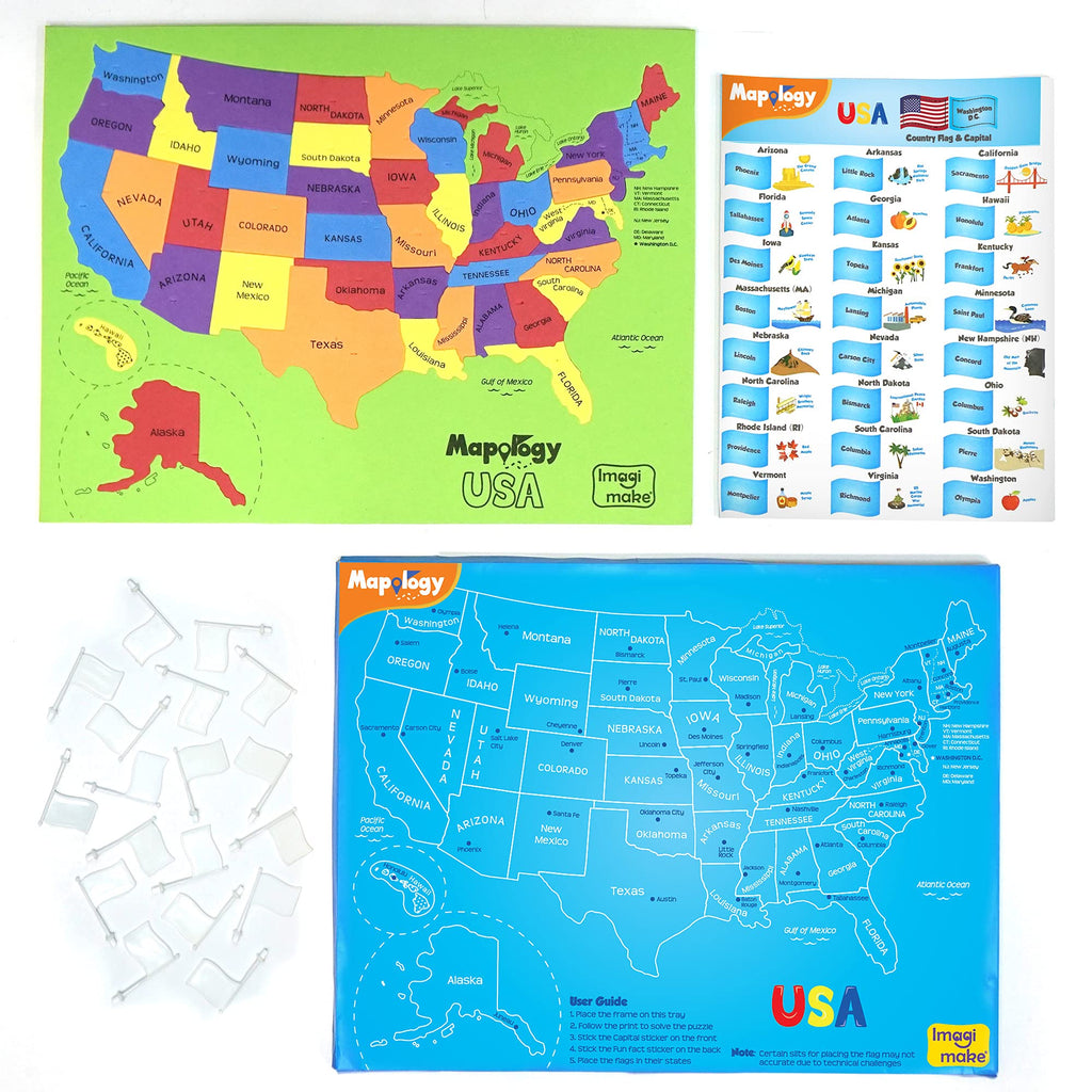 Imagimake Mapology USA Map with Capitals | Learning States and Capitals | US Geography Toys for Ages 8-13 | Jigsaw Puzzles for Kids Ages 8-10 | Educational Back to School Gifts for Kids Age 5-7 & 9-12
