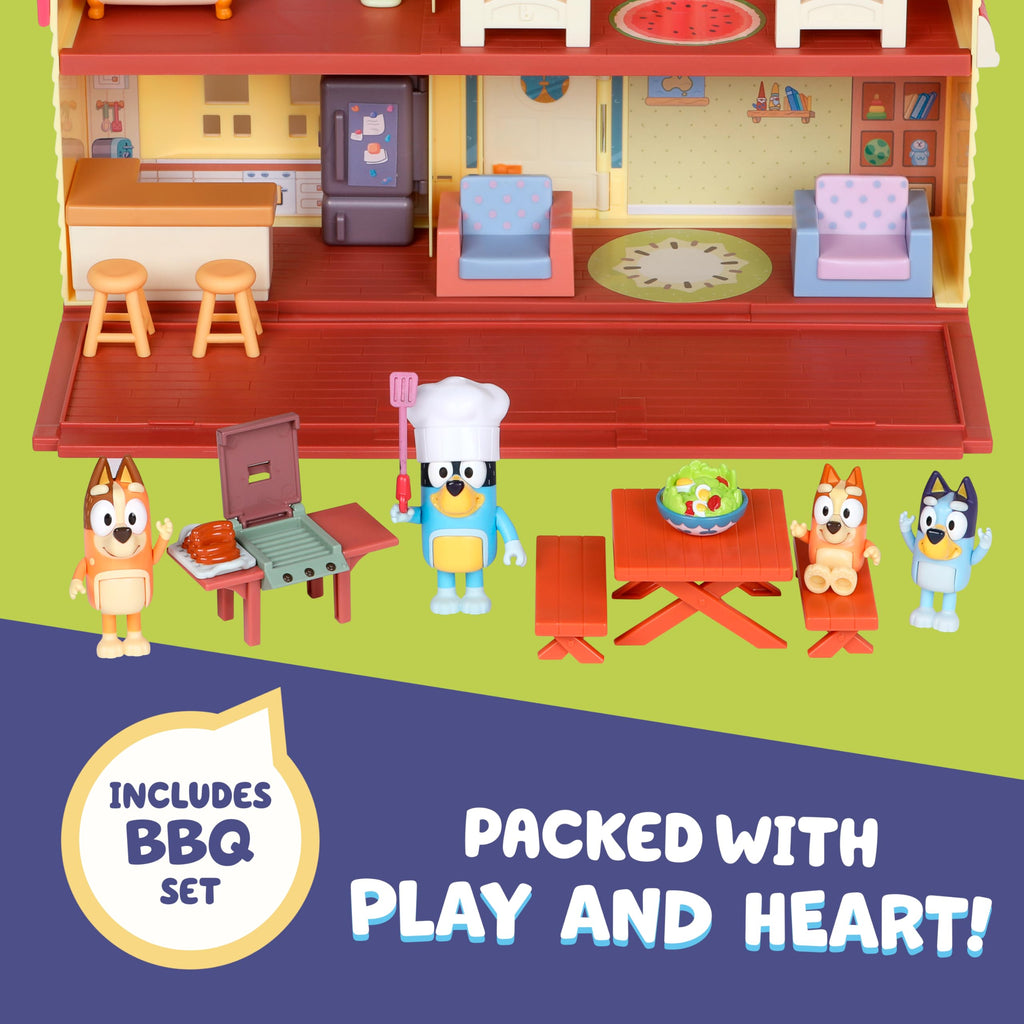 Bluey Toy House Playset, Mega Bundle Family Home & BBQ Playhouse Toys, Bluey, Bingo, Bandit, Chilli, House Playset for Toddlers 3-5, Amazon Exclusive