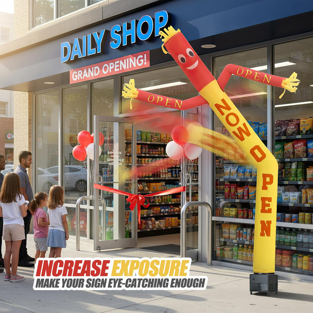 QIZRON 6ft Now Open Air Tube Dancer Inflatable Waving Tube Man with Blower - Wacky Waving Dancing Guy Set for Business Promotion