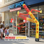 QIZRON 6ft Now Open Air Tube Dancer Inflatable Waving Tube Man with Blower - Wacky Waving Dancing Guy Set for Business Promotion