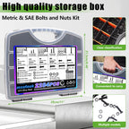 mxuteuk Machine Screws Assortment Kits,#6-32#8-32#10-24 M2 M3 M4 M5 SAE & Metric Screws Assortment Kits,10.9 Alloy Steel Hex Socket Button Head Nuts and Bolts Kit with 4 Hex Wrench(2284PCS)