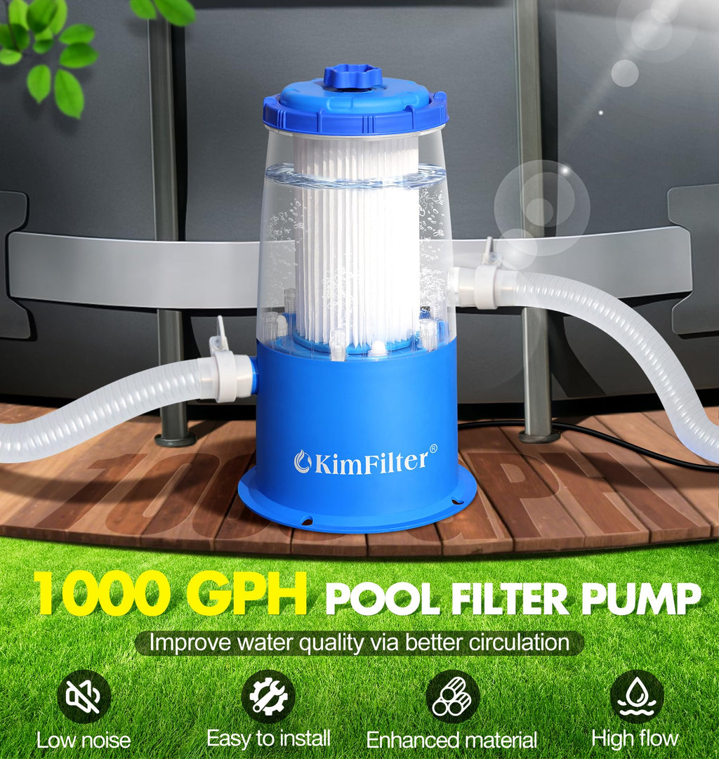 KimFilter Transparent 1000 GPH Above Ground Pool Filter Pump – Easy ...