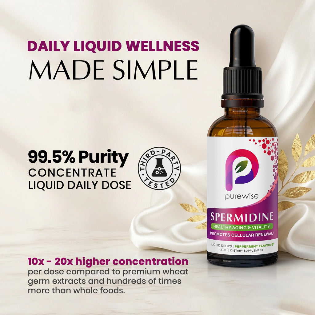 Spermidine Liquid Drops — 99.5% Pure | Double-Potency 40 mg | Cellular Renewal & Healthy Aging Support | Organic Peppermint Flavor | Pure Bioavailable Polyamine Supplement — 2 fl oz
