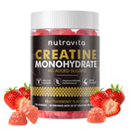 Nutravita NSF Certified Creatine Gummy - Creatine Monohydrate Gummies for Men & Women-5g of Creatine Monohydrate per Serving - Sugar Free,Vegan, Strawberry Flavor, 120 Count