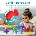 BUNMO Bath Toys Suction - Connect, Build, Create - Toddler Bath Toys - Hours of Fun & Creativity - Fine Motor Skills - Stimulating Sensory Toys - Non-Mouthable Toy 3+ - Textured 44 Pack